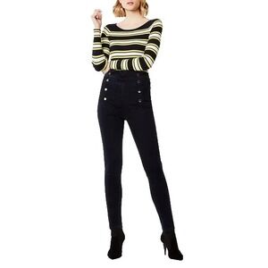 Karen Millen High-Rise Sailor Corset Skinny Jeans Size 4 Dark Wash Stretch